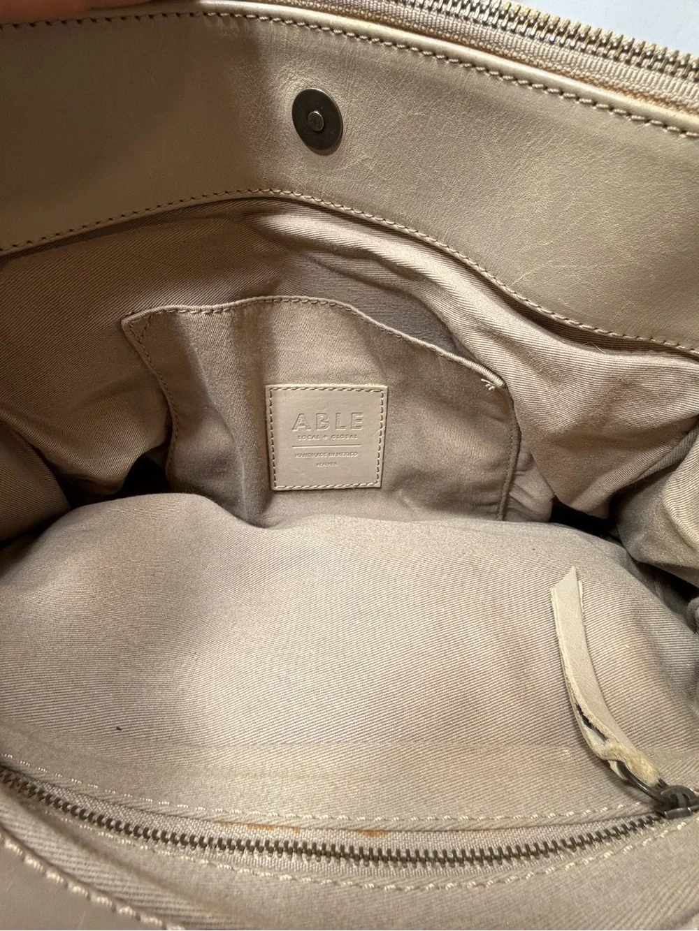 ABLE Classic Structured Tote Bag in Taupe comes with strap - Picture 7 of 7